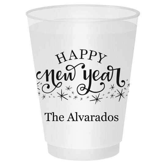 Hand Lettered Sparkle Happy New Year Shatterproof Cups
